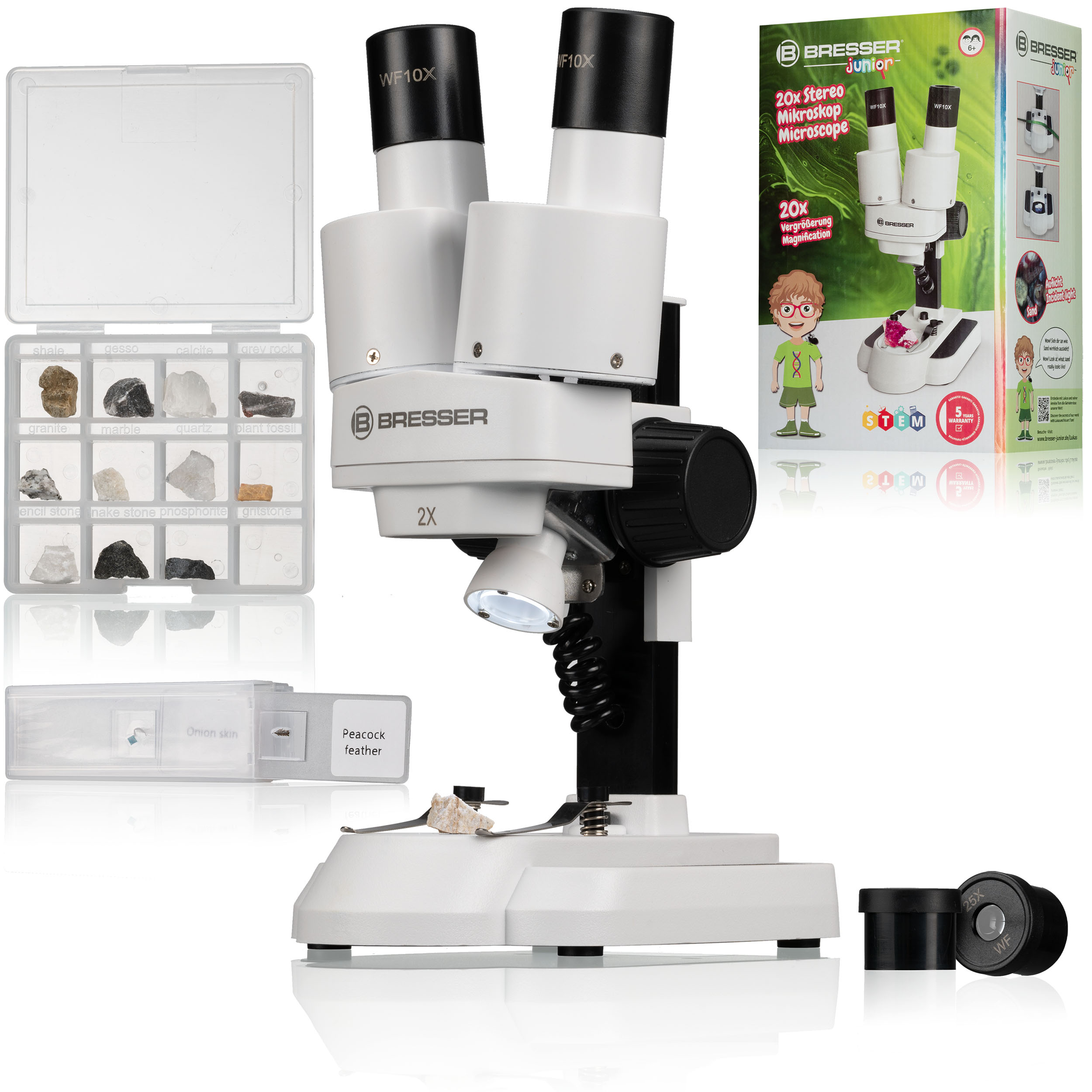 Stéréo microscope BRESSER JUNIOR 20x-50x double éclairage LED
