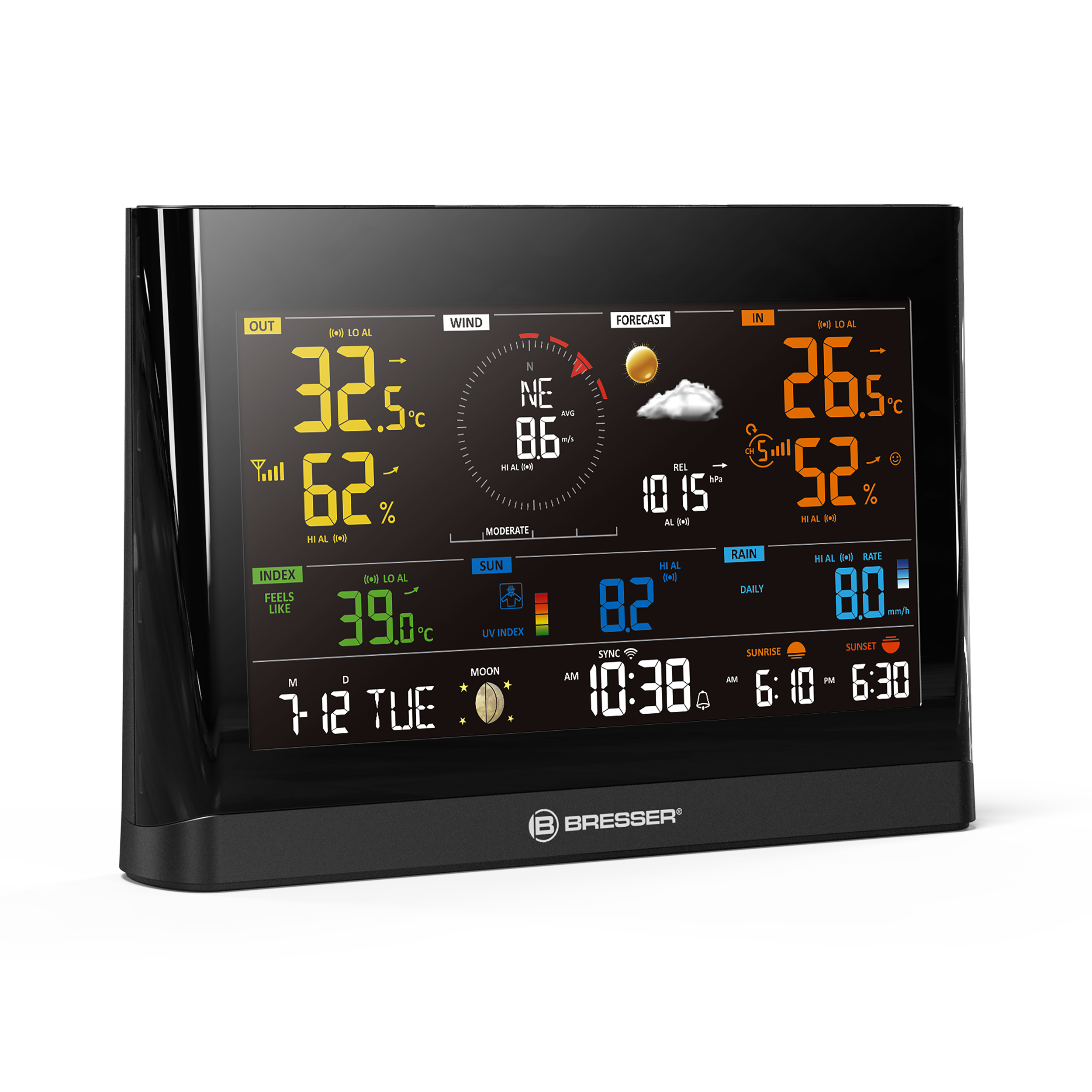 Station météo BRESSER WLAN Comfort avec capteur professionnel 7-en-1 et écran couleur moderne