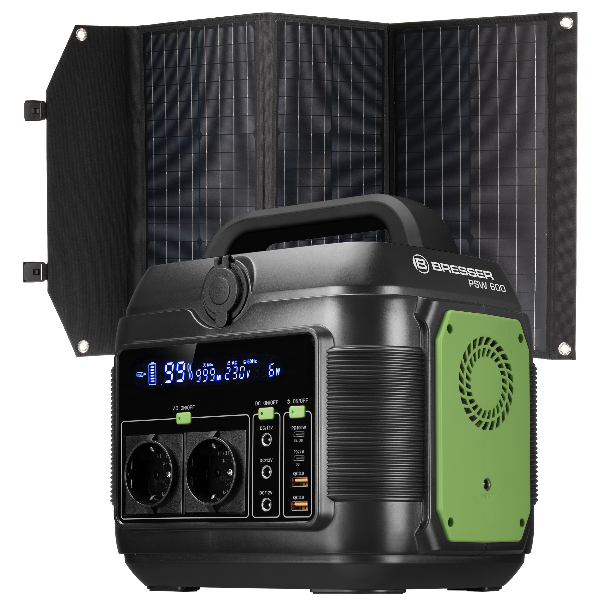 BRESSER Set Station d'alimentation 600 watts + chargeur solaire 90 Watt 