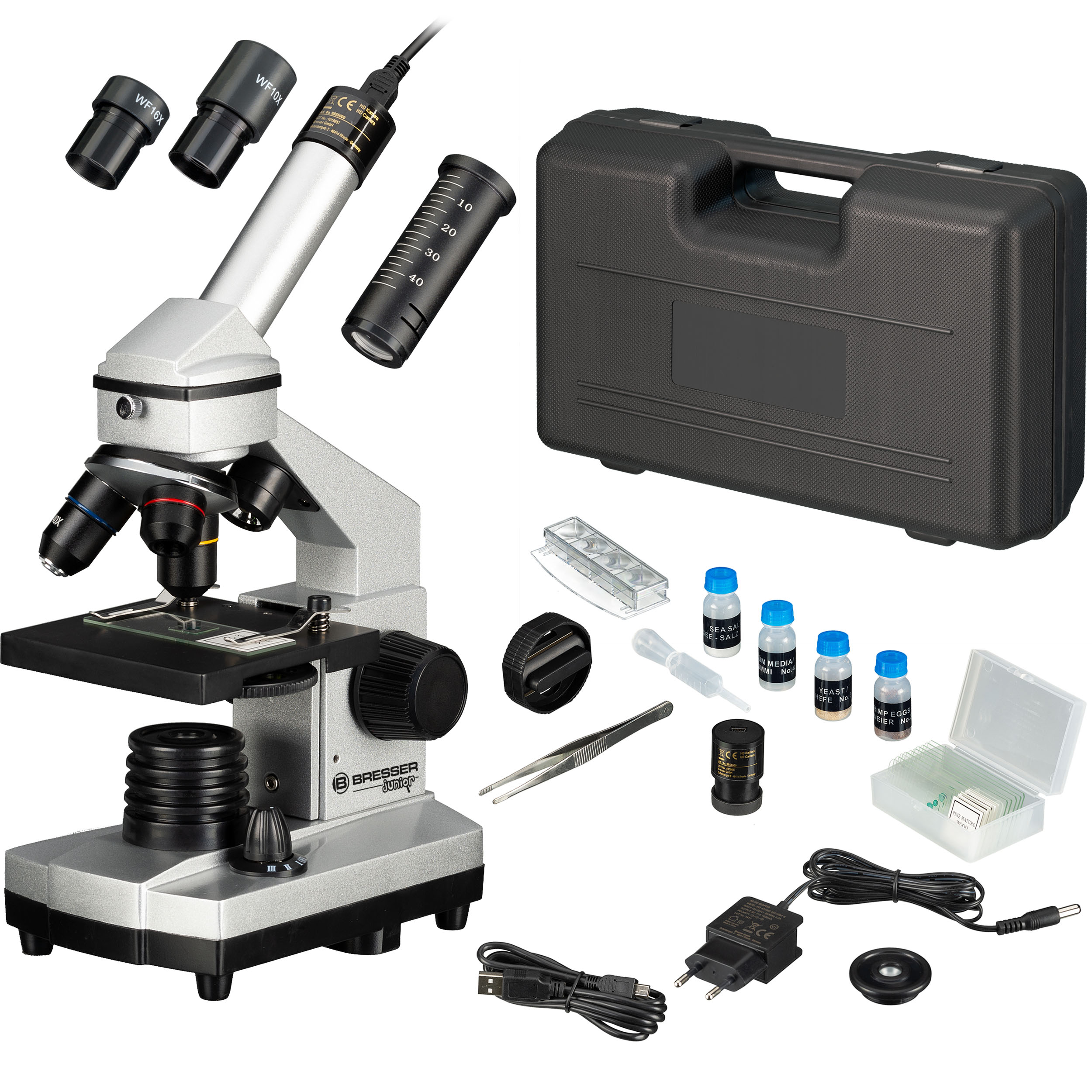 BRESSER JUNIOR 40x-1024x Microscope Set avec Valise à Coque rigide