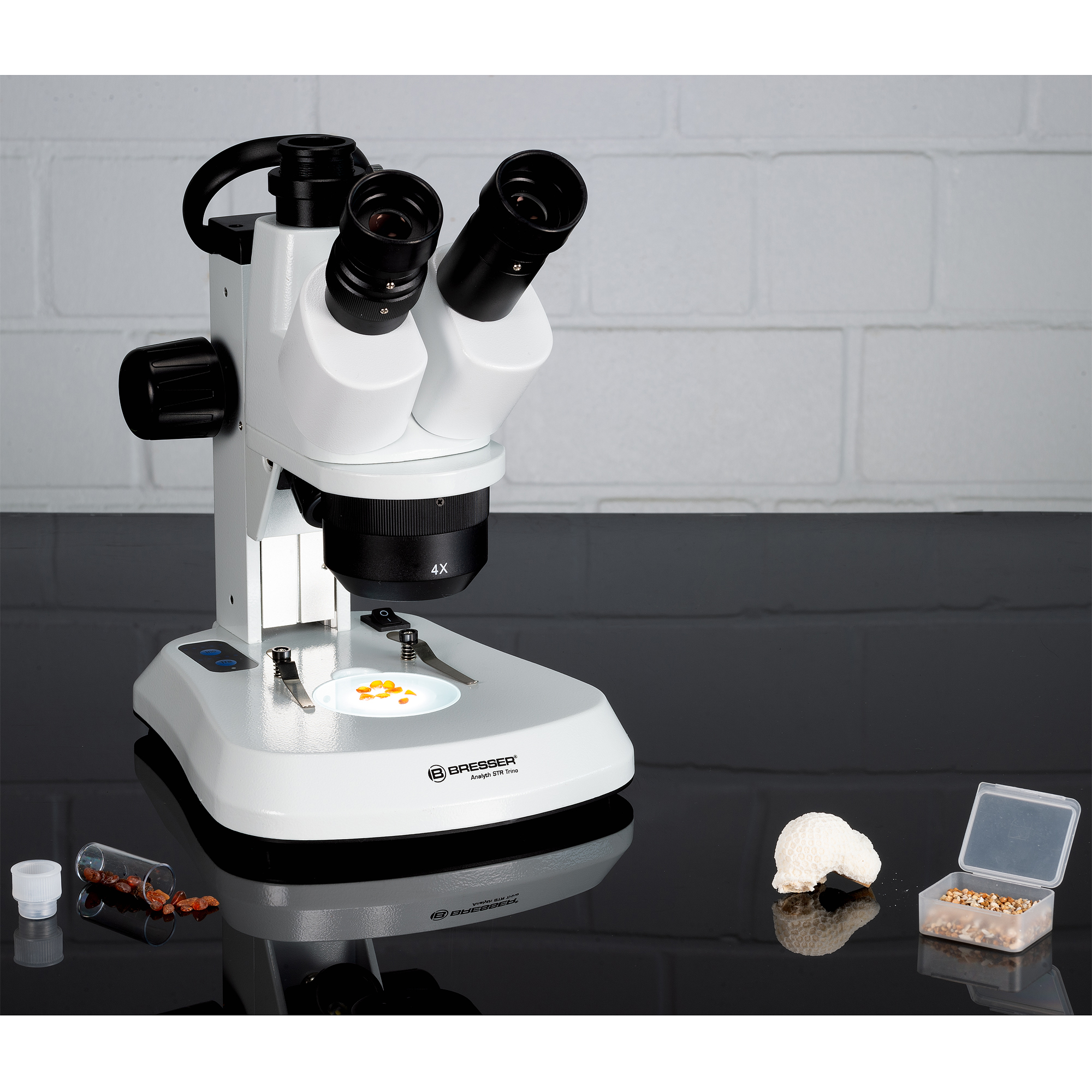 BRESSER Analyth STR Trino 10x - 40x Microscope trinoculaire stéréo avec lumière incidente et transmise