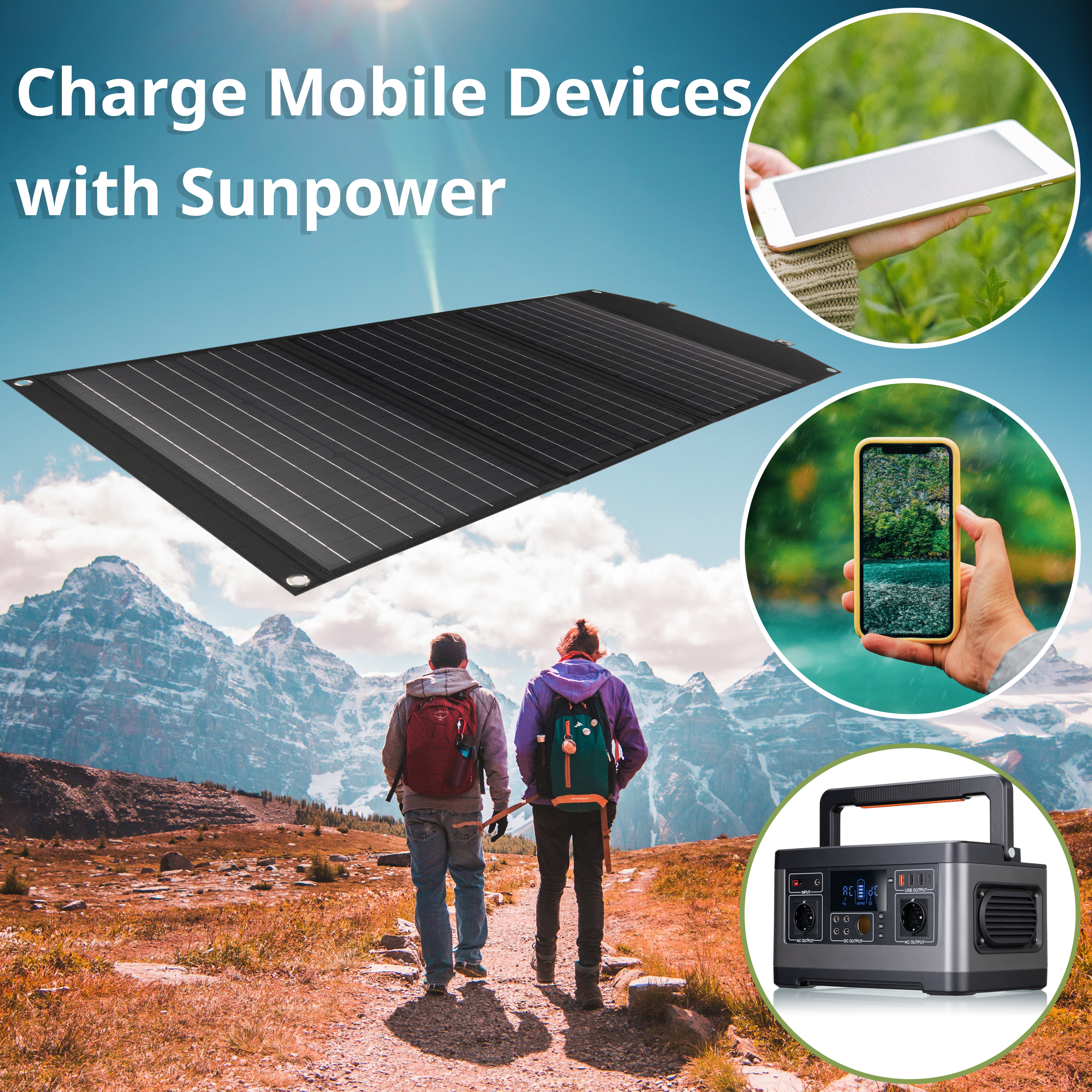 Chargeur solaire portable BRESSER 90 Watt avec port USB et connecteur d’alimentation