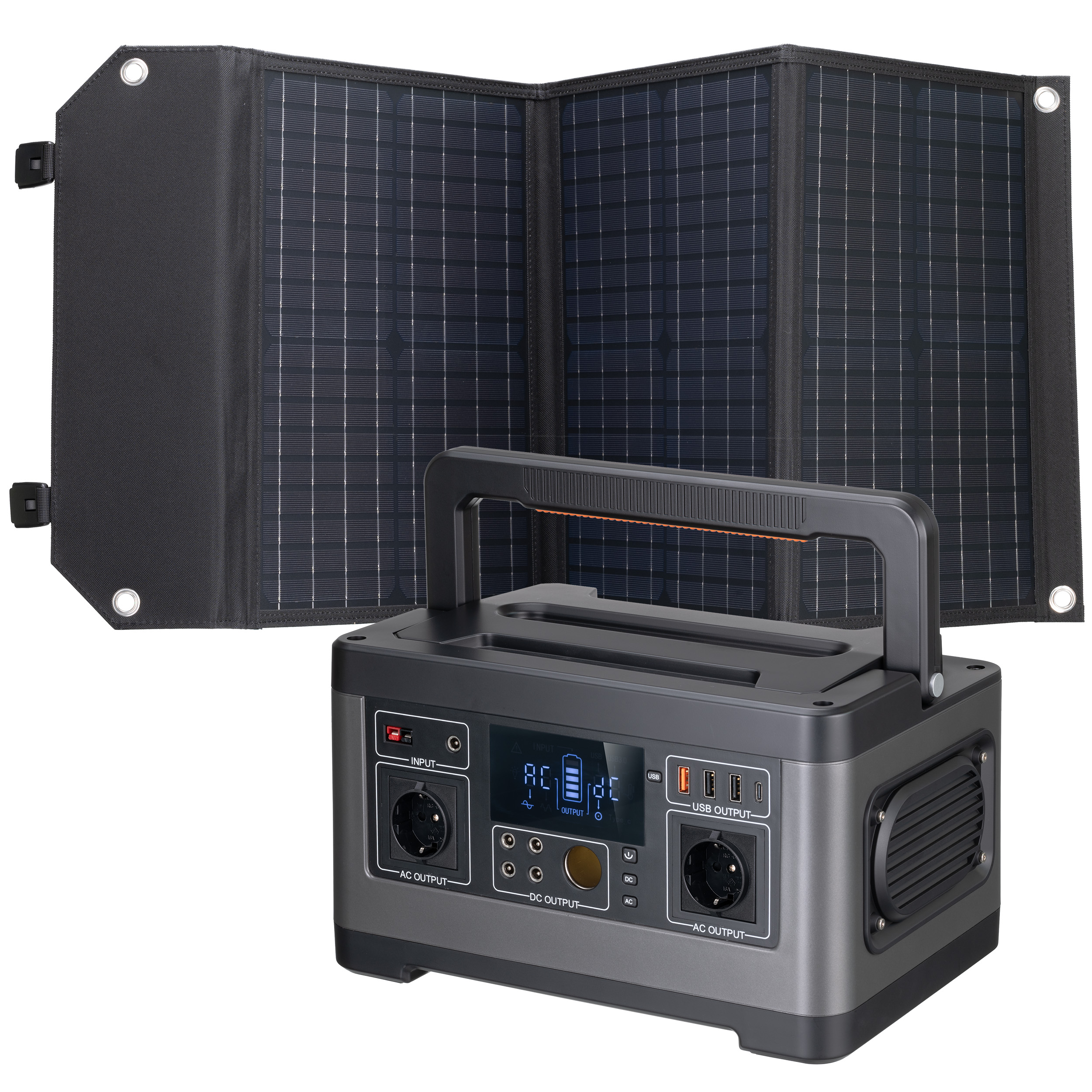 BRESSER Set Station d'alimentation 500 watts + chargeur solaire 60 Watt 