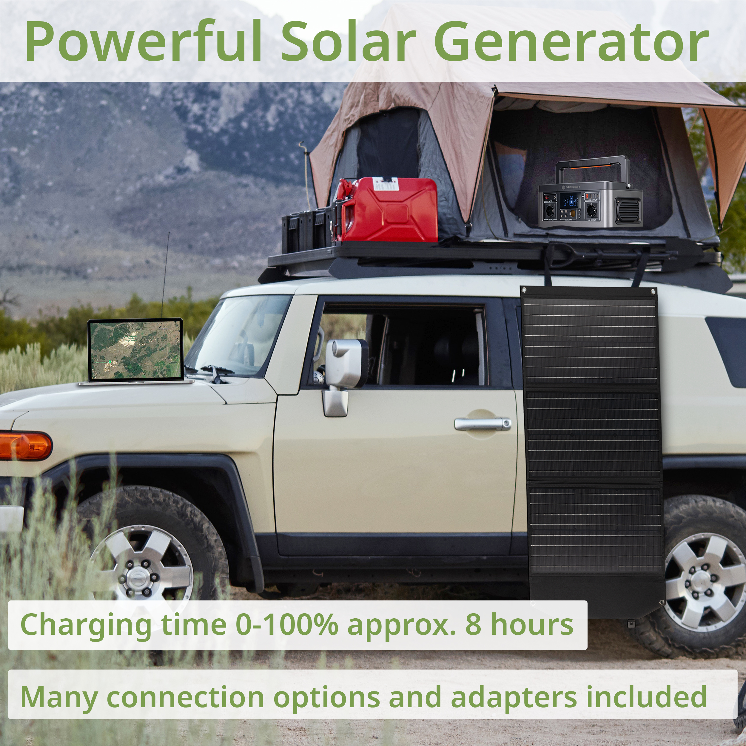 BRESSER Set Station d'alimentation 500 watts + chargeur solaire 60 Watt 
